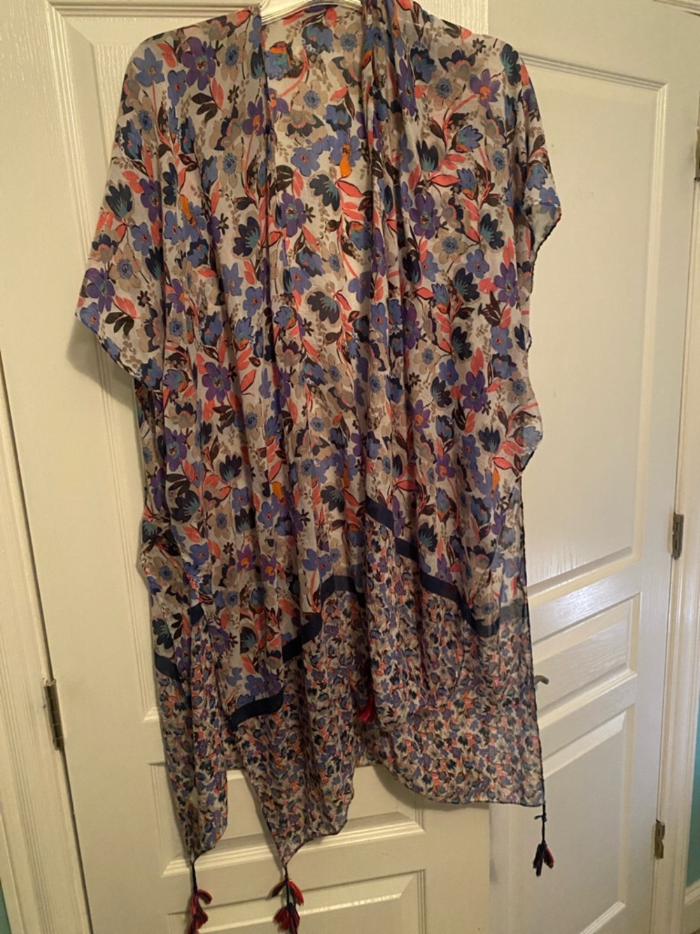 Lightweight Floral Kimono Shirt - Blue Multi